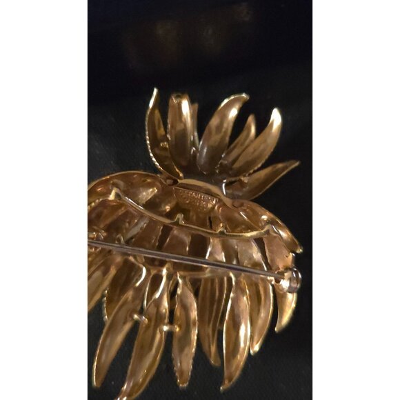 Tiffany & Co. 18K Gold Italian Brooch With Ruby Accents Elegant Floral Design Si - Picture 5 of 7
